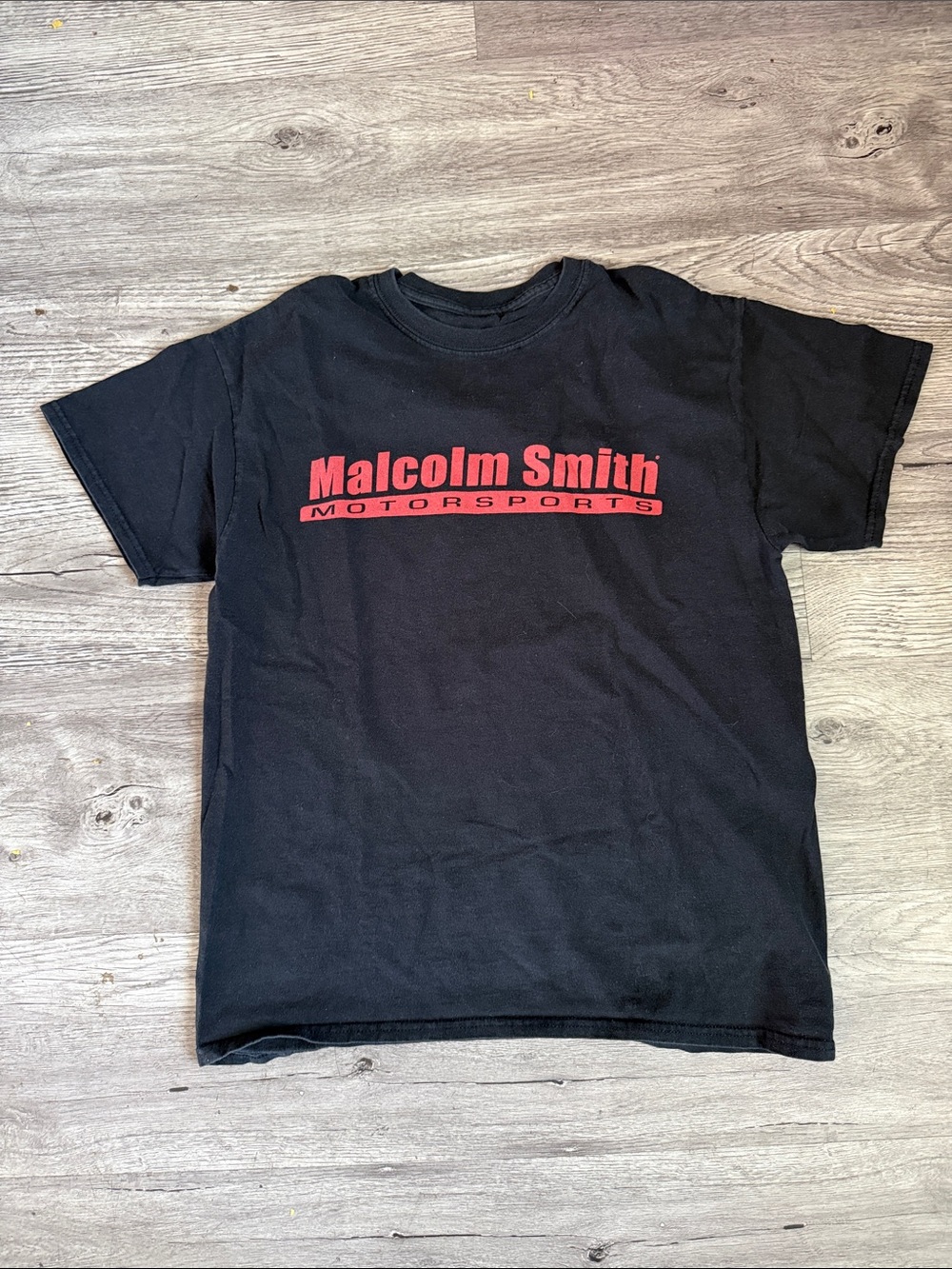 Men's Black Short Sleeve Tee with Red Logo